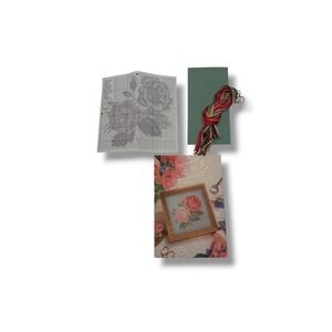 Hallmark Cross Stitch Kit Card Pink Antique Rose Vintage 1996 DIY
